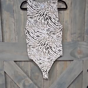 Zebra Print Sleeveless Bodysuit